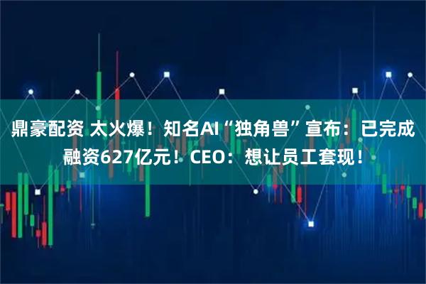 鼎豪配资 太火爆！知名AI“独角兽”宣布：已完成融资627亿元！CEO：想让员工套现！